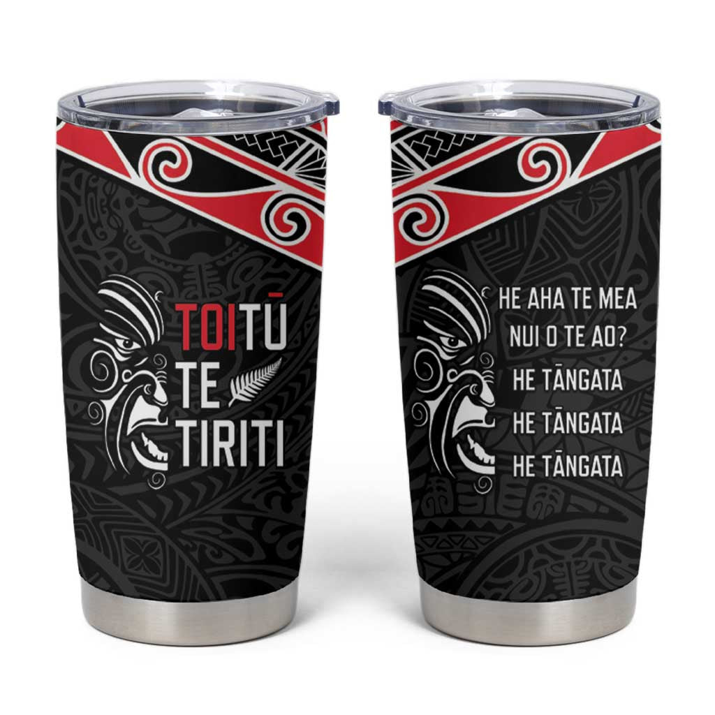 Aotearoa Toitu Te Tiriti Tumbler Cup New Zealand Honour The Treaty LT05 Black - Polynesian Pride
