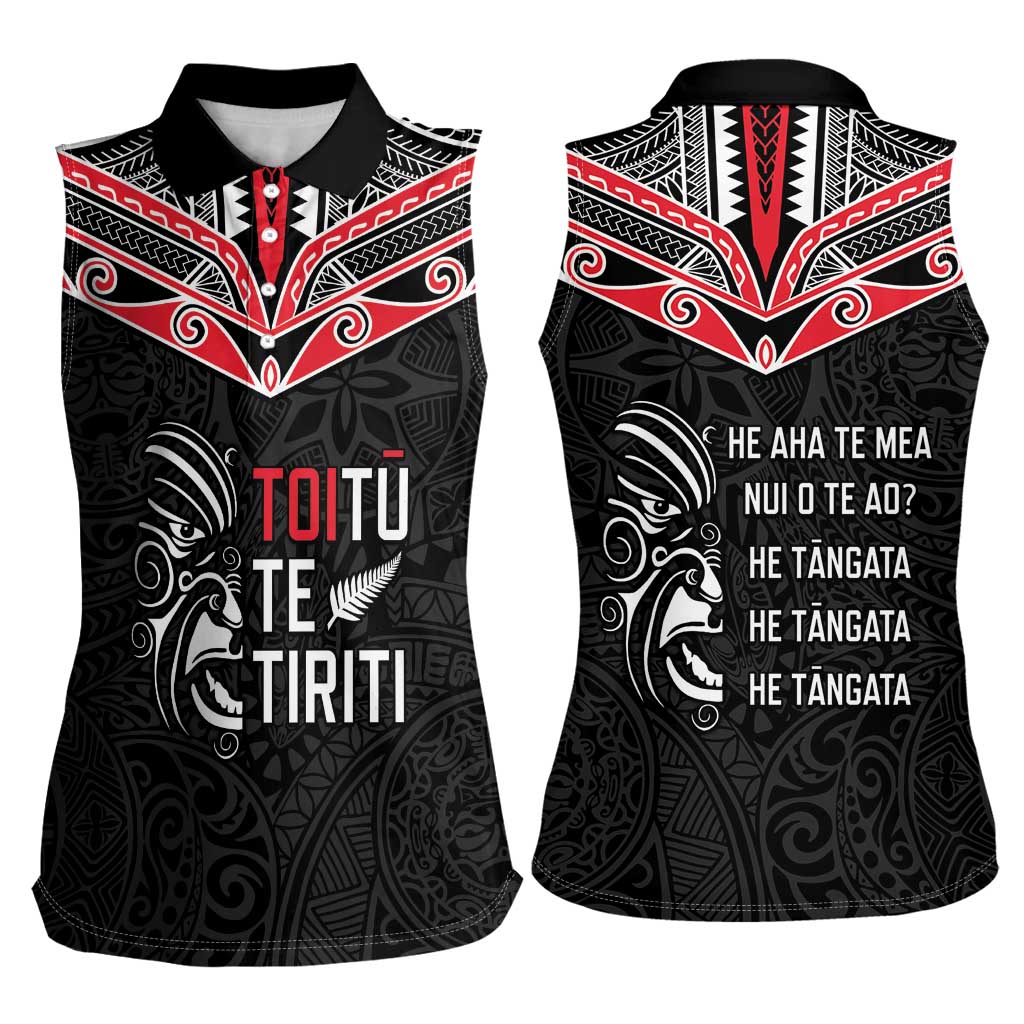 Aotearoa Toitu Te Tiriti Women Sleeveless Polo Shirt New Zealand Honour The Treaty