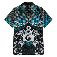 New Zealand Maori Family Matching Off Shoulder Maxi Dress and Hawaiian Shirt Poutama Pikorua Turquoise Paua Shell LT05 - Polynesian Pride