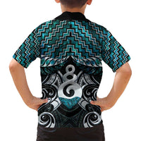 New Zealand Maori Family Matching Puletasi and Hawaiian Shirt Poutama Pikorua Turquoise Paua Shell LT05 - Polynesian Pride