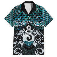 New Zealand Maori Family Matching Puletasi and Hawaiian Shirt Poutama Pikorua Turquoise Paua Shell LT05 Dad's Shirt - Short Sleeve Turquoise - Polynesian Pride