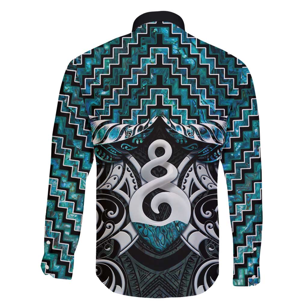 New Zealand Maori Family Matching Short Sleeve Bodycon Dress and Hawaiian Shirt Poutama Pikorua Turquoise Paua Shell LT05 - Polynesian Pride
