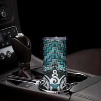 New Zealand Maori Skinny Tumbler Poutama Pikorua Turquoise Paua Shell LT05 - Polynesian Pride