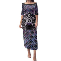 New Zealand Maori Family Matching Puletasi and Hawaiian Shirt Poutama Pikorua Purple Paua Shell LT05 Mom's Dress Purple - Polynesian Pride