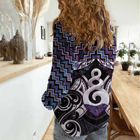 New Zealand Maori Women Casual Shirt Poutama Pikorua Purple Paua Shell LT05 - Polynesian Pride