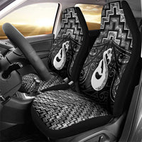 New Zealand Maori Car Seat Cover Poutama Manaia Black Paua Shell