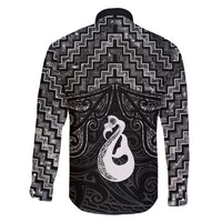 New Zealand Maori Family Matching Off Shoulder Maxi Dress and Hawaiian Shirt Poutama Manaia Black Paua Shell LT05 - Polynesian Pride