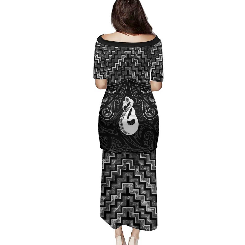 New Zealand Maori Family Matching Puletasi and Hawaiian Shirt Poutama Manaia Black Paua Shell LT05 - Polynesian Pride