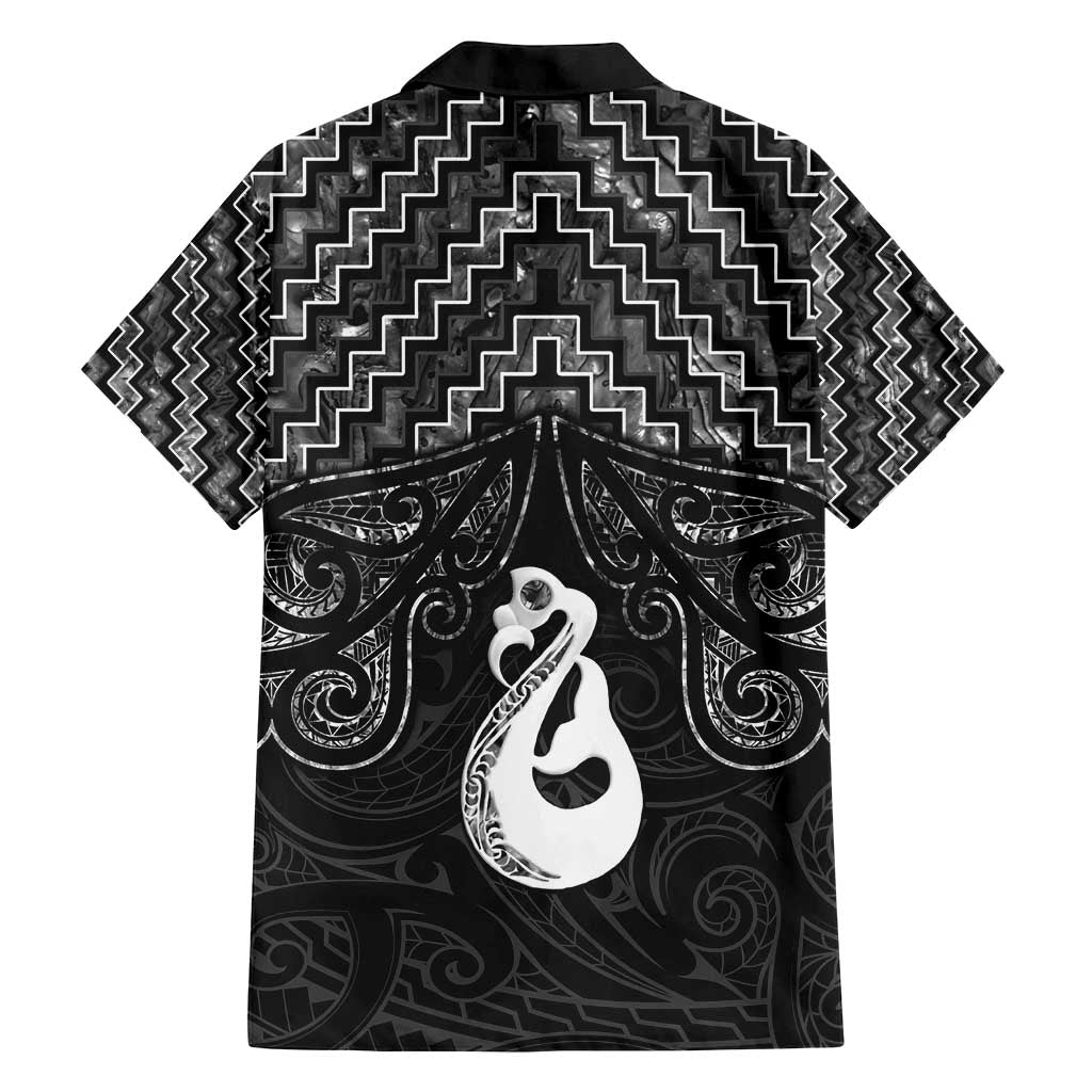 New Zealand Maori Family Matching Summer Maxi Dress and Hawaiian Shirt Poutama Manaia Black Paua Shell LT05 - Polynesian Pride