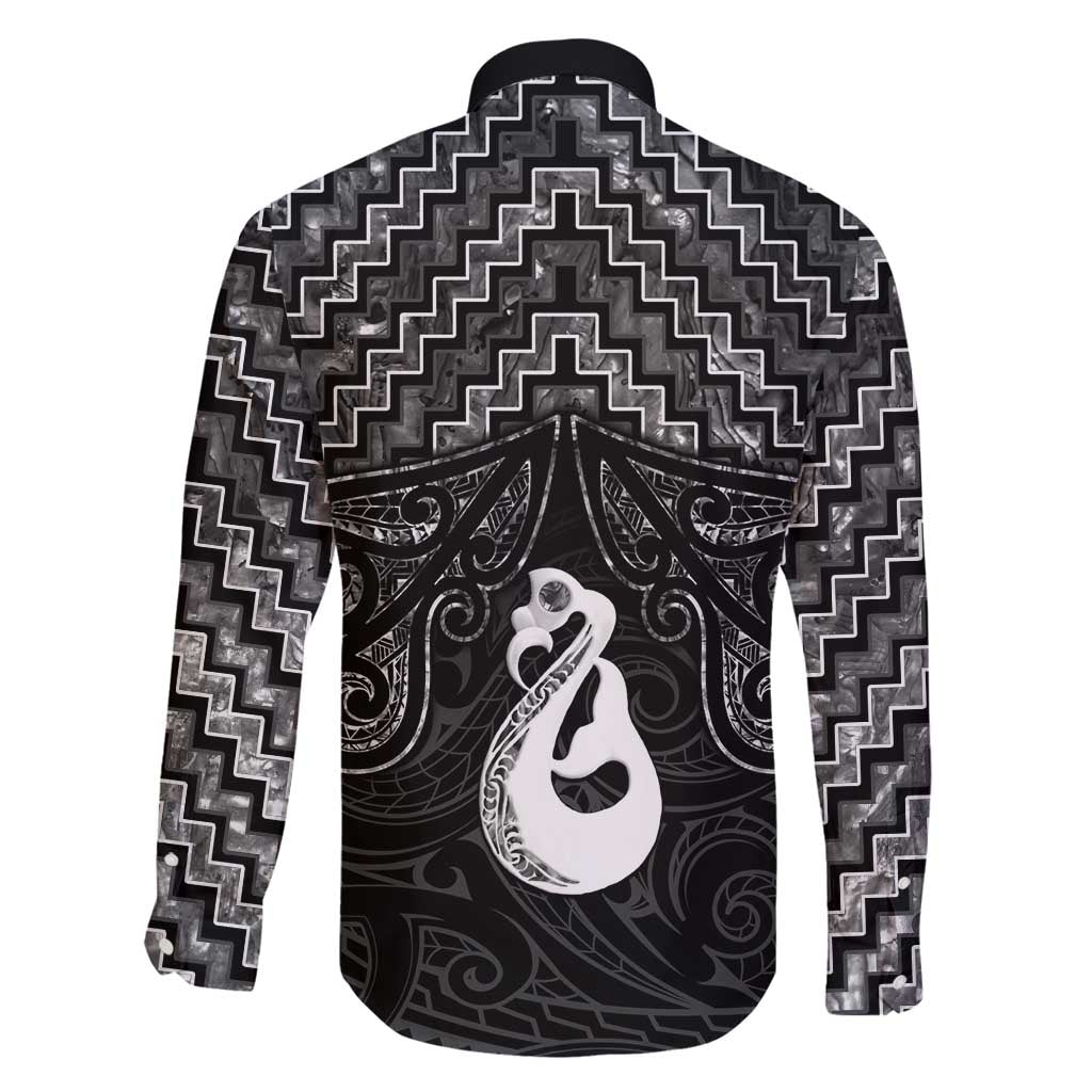 New Zealand Maori Family Matching Tank Maxi Dress and Hawaiian Shirt Poutama Manaia Black Paua Shell LT05 - Polynesian Pride