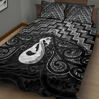 New Zealand Maori Quilt Bed Set Poutama Manaia Black Paua Shell LT05 - Polynesian Pride