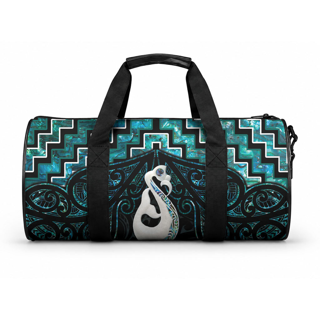 New Zealand Maori Duffle Bag Poutama Manaia Turquoise Paua Shell LT05 One size Turquoise - Polynesian Pride