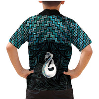 New Zealand Maori Family Matching Mermaid Dress and Hawaiian Shirt Poutama Manaia Turquoise Paua Shell LT05 - Polynesian Pride