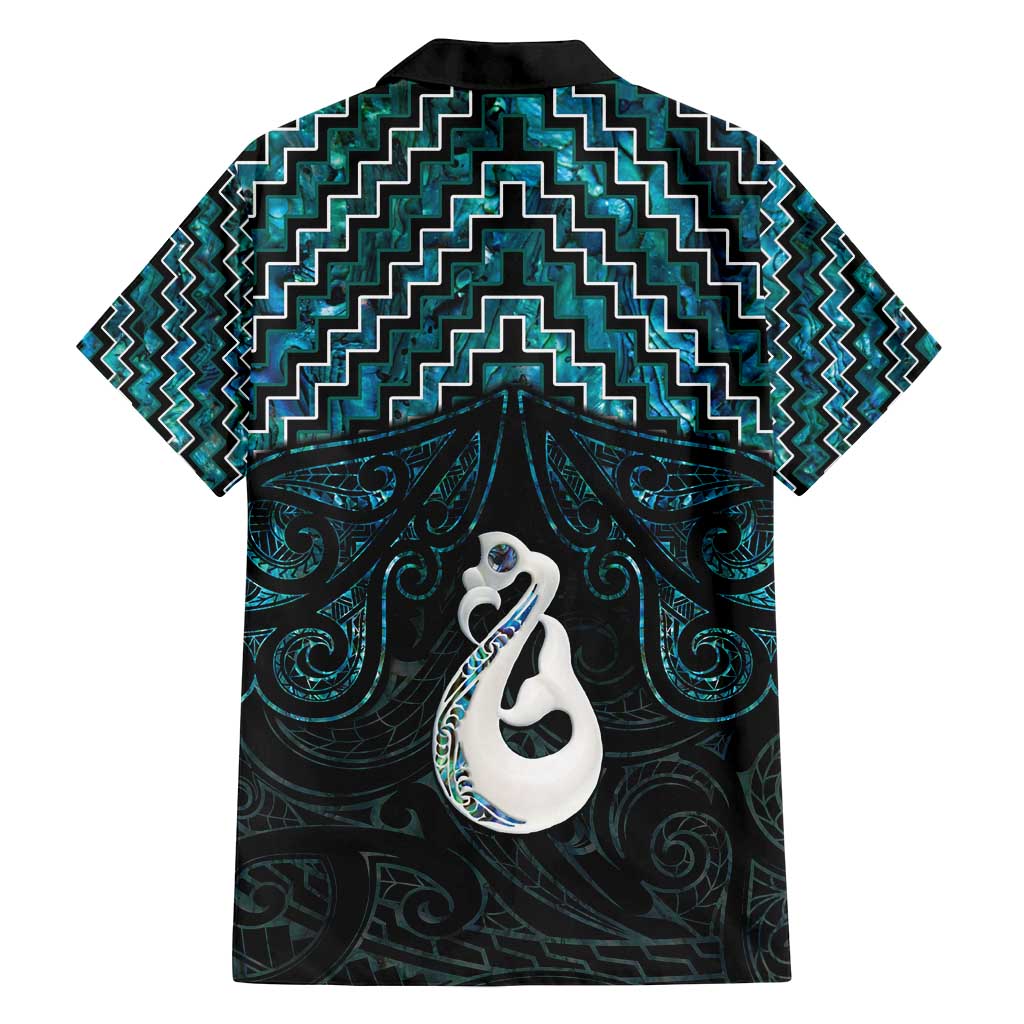 New Zealand Maori Family Matching Off Shoulder Maxi Dress and Hawaiian Shirt Poutama Manaia Turquoise Paua Shell LT05 - Polynesian Pride
