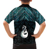 New Zealand Maori Family Matching Puletasi and Hawaiian Shirt Poutama Manaia Turquoise Paua Shell LT05 - Polynesian Pride