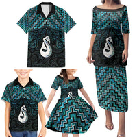 New Zealand Maori Family Matching Puletasi and Hawaiian Shirt Poutama Manaia Turquoise Paua Shell LT05 - Polynesian Pride