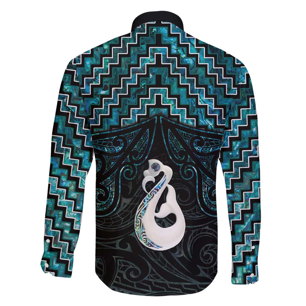 New Zealand Maori Family Matching Puletasi and Hawaiian Shirt Poutama Manaia Turquoise Paua Shell LT05 - Polynesian Pride