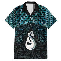 New Zealand Maori Family Matching Tank Maxi Dress and Hawaiian Shirt Poutama Manaia Turquoise Paua Shell LT05 Dad's Shirt - Short Sleeve Turquoise - Polynesian Pride