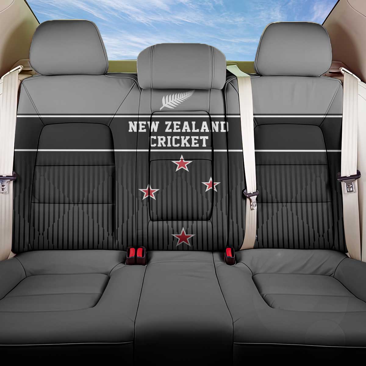 New Zealand Cricket Back Car Seat Cover Black Cap Unbeatable LT05 One Size Black - Polynesian Pride
