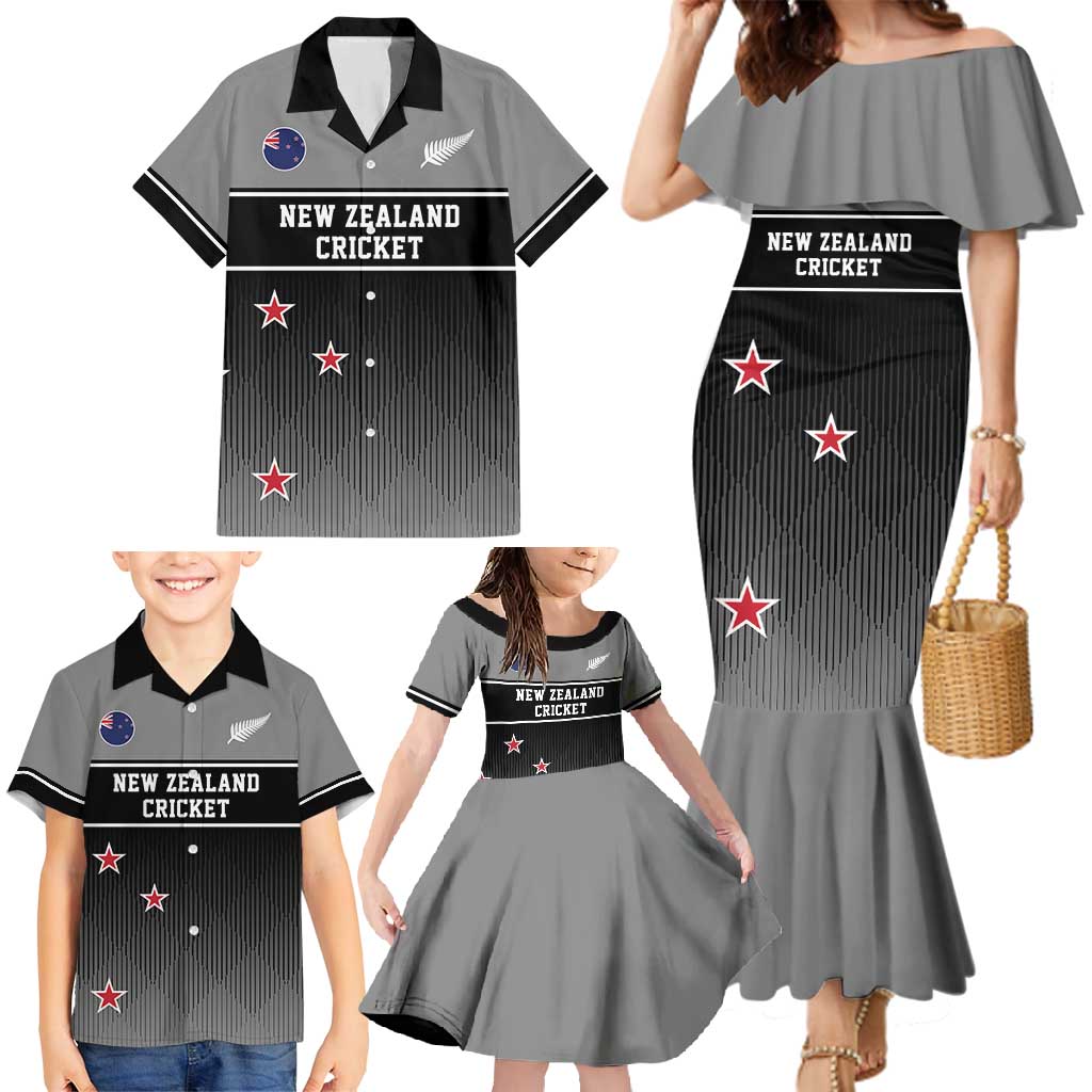 Custom New Zealand Cricket Family Matching Mermaid Dress and Hawaiian Shirt Black Cap Unbeatable LT05 - Polynesian Pride