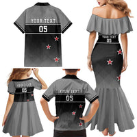 Custom New Zealand Cricket Family Matching Mermaid Dress and Hawaiian Shirt Black Cap Unbeatable LT05 - Polynesian Pride