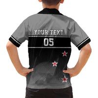 Custom New Zealand Cricket Family Matching Off Shoulder Short Dress and Hawaiian Shirt Black Cap Unbeatable LT05 - Polynesian Pride