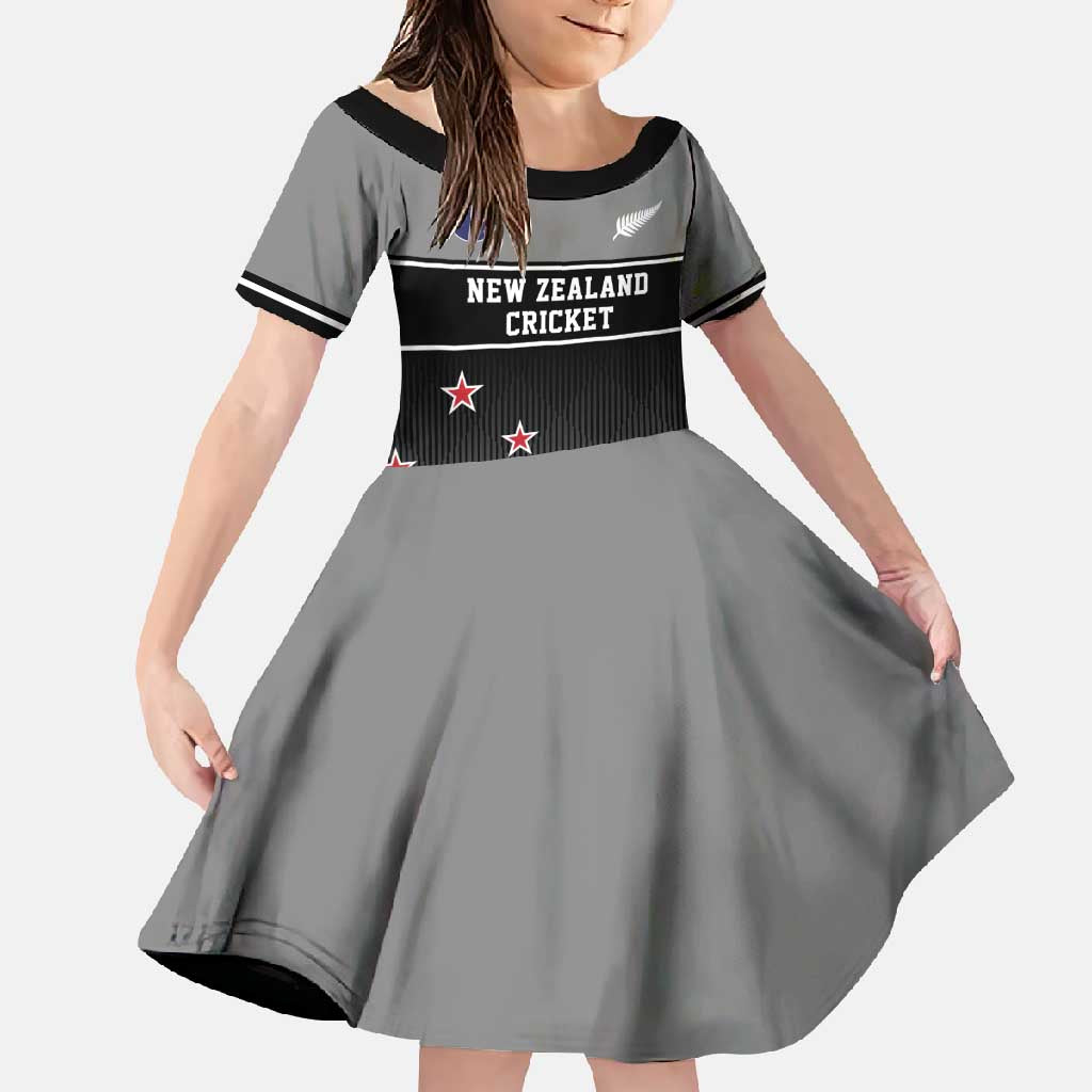 Custom New Zealand Cricket Family Matching Summer Maxi Dress and Hawaiian Shirt Black Cap Unbeatable LT05 Daughter's Dress Black - Polynesian Pride