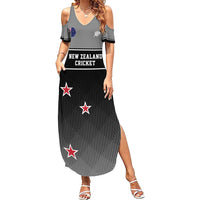 Custom New Zealand Cricket Family Matching Summer Maxi Dress and Hawaiian Shirt Black Cap Unbeatable LT05 Mom's Dress Black - Polynesian Pride