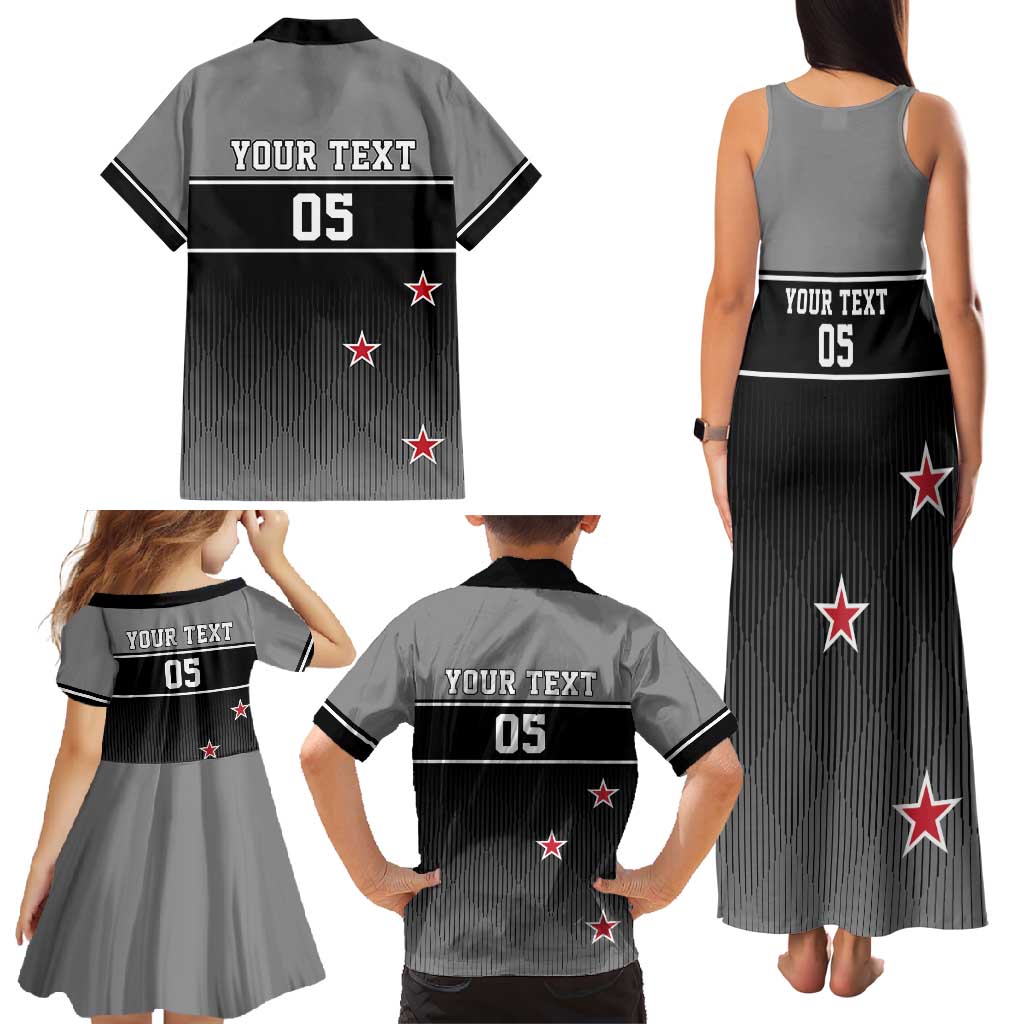 Custom New Zealand Cricket Family Matching Tank Maxi Dress and Hawaiian Shirt Black Cap Unbeatable LT05 - Polynesian Pride