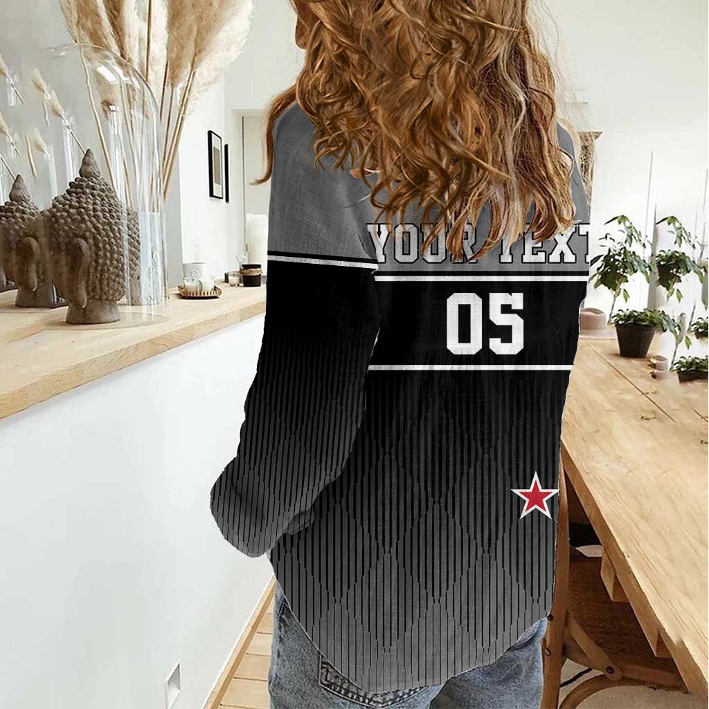 Custom New Zealand Cricket Women Casual Shirt Black Cap Unbeatable LT05 - Polynesian Pride