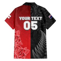 New Zealand And England Rugby Custom Family Matching Puletasi and Hawaiian Shirt Red Rose Mix Maori Pattern LT05 - Polynesian Pride