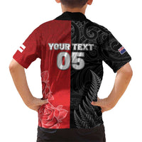 New Zealand And England Rugby Custom Family Matching Tank Maxi Dress and Hawaiian Shirt Red Rose Mix Maori Pattern LT05 - Polynesian Pride