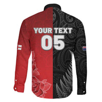 New Zealand And England Rugby Custom Family Matching Tank Maxi Dress and Hawaiian Shirt Red Rose Mix Maori Pattern LT05 - Polynesian Pride