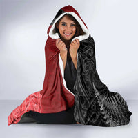New Zealand And England Rugby Hooded Blanket Red Rose Mix Maori Pattern LT05 - Polynesian Pride