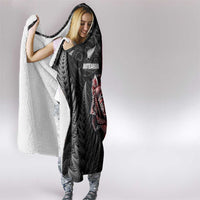 New Zealand And England Rugby Hooded Blanket Red Rose Mix Maori Pattern LT05 - Polynesian Pride