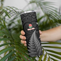 New Zealand And England Rugby Custom Skinny Tumbler Red Rose Mix Maori Pattern - Polynesian Pride