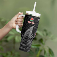 New Zealand And England Rugby Custom Tumbler With Handle Red Rose Mix Maori Pattern LT05 - Polynesian Pride