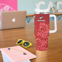 New Zealand And England Rugby Custom Tumbler With Handle Red Rose Mix Maori Pattern LT05 - Polynesian Pride