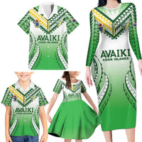Custom Cook Islands Avaiki Rugby Family Matching Long Sleeve Bodycon Dress and Hawaiian Shirt Go Champions LT05 - Polynesian Pride