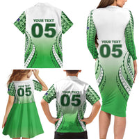 Custom Cook Islands Avaiki Rugby Family Matching Long Sleeve Bodycon Dress and Hawaiian Shirt Go Champions LT05 - Polynesian Pride