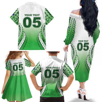 Custom Cook Islands Avaiki Rugby Family Matching Off The Shoulder Long Sleeve Dress and Hawaiian Shirt Go Champions LT05 - Polynesian Pride