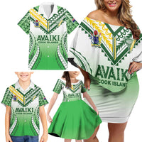 Custom Cook Islands Avaiki Rugby Family Matching Off Shoulder Short Dress and Hawaiian Shirt Go Champions LT05 - Polynesian Pride