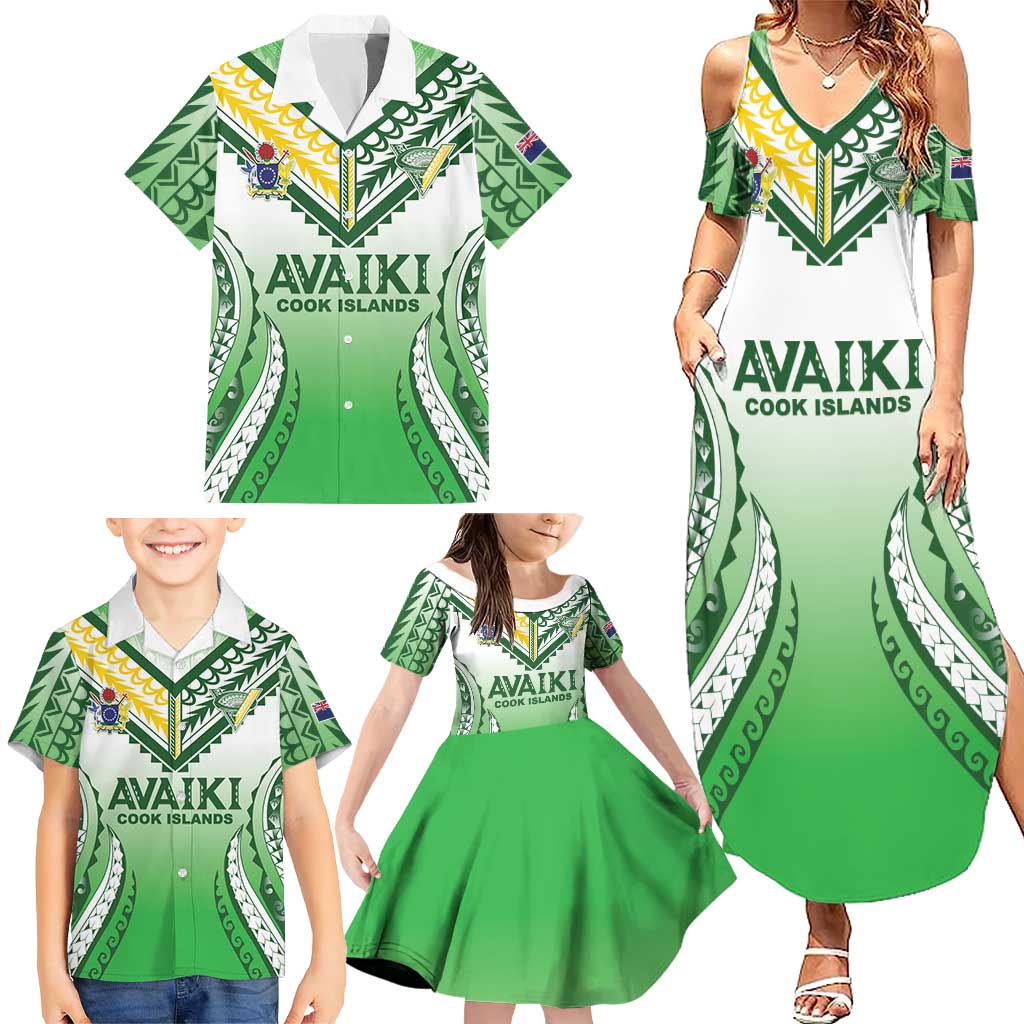 Custom Cook Islands Avaiki Rugby Family Matching Summer Maxi Dress and Hawaiian Shirt Go Champions LT05 - Polynesian Pride