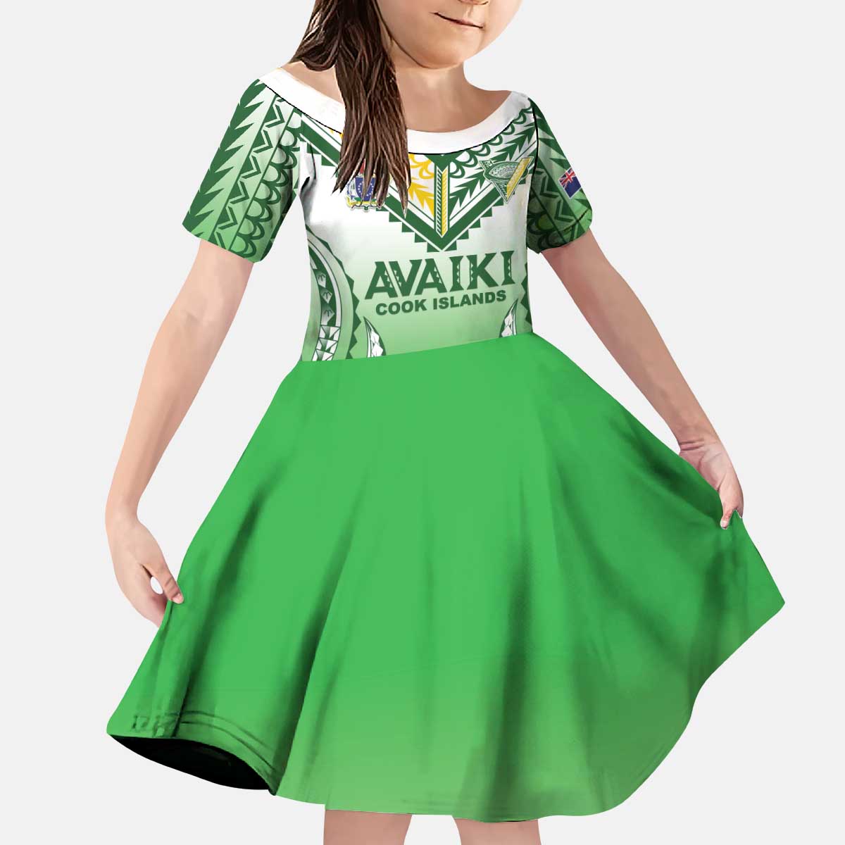Custom Cook Islands Avaiki Rugby Kid Short Sleeve Dress Go Champions - Polynesian Pride