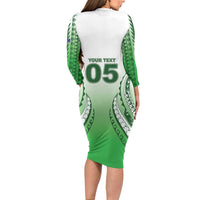 Custom Cook Islands Avaiki Rugby Long Sleeve Bodycon Dress Go Champions LT05 - Polynesian Pride