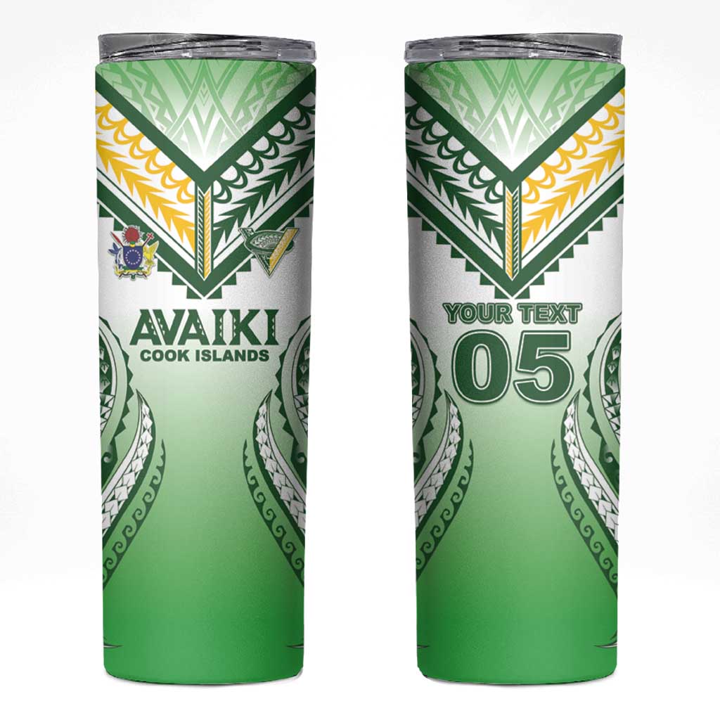 Custom Cook Islands Avaiki Rugby Skinny Tumbler Go Champions LT05 Green - Polynesian Pride
