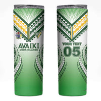 Custom Cook Islands Avaiki Rugby Skinny Tumbler Go Champions LT05 Green - Polynesian Pride