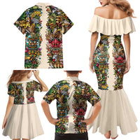 Hawaii And Japan Family Matching Mermaid Dress and Hawaiian Shirt Tiki With Oni Mask LT05 - Polynesian Pride