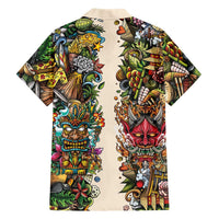 Hawaii And Japan Family Matching Off The Shoulder Long Sleeve Dress and Hawaiian Shirt Tiki With Oni Mask LT05 - Polynesian Pride