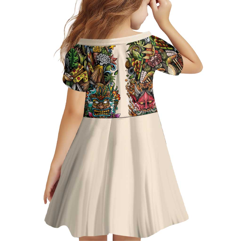 Hawaii And Japan Family Matching Off Shoulder Maxi Dress and Hawaiian Shirt Tiki With Oni Mask LT05 - Polynesian Pride